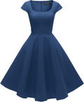 Women's 1950s Cap Sleeve Swing Dress with Pockets - Flattering Fit