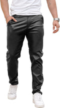 Mens Leather Stretch Pants Slim Fit Disco Style - GINGTTO