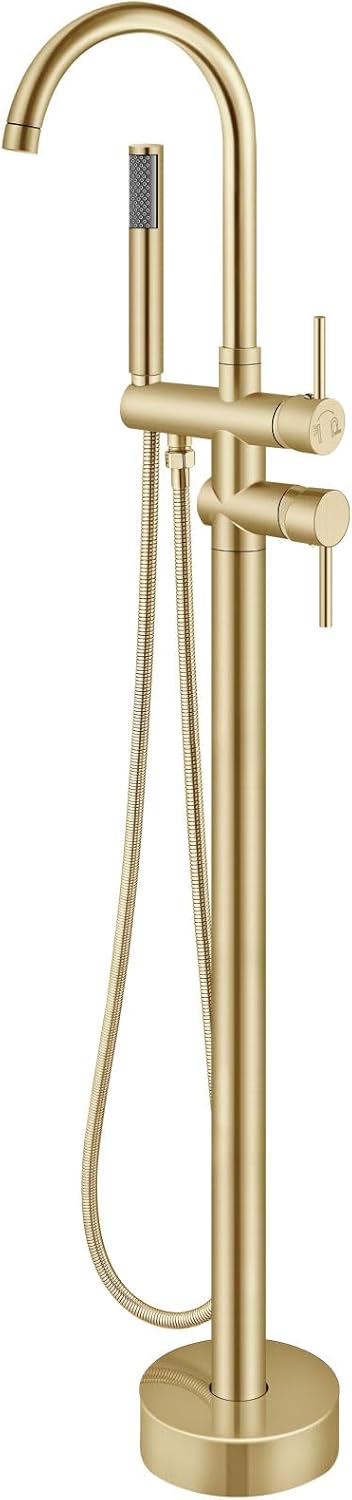 Aolemi Freestanding Bathtub Faucet with Handheld Shower in Gold