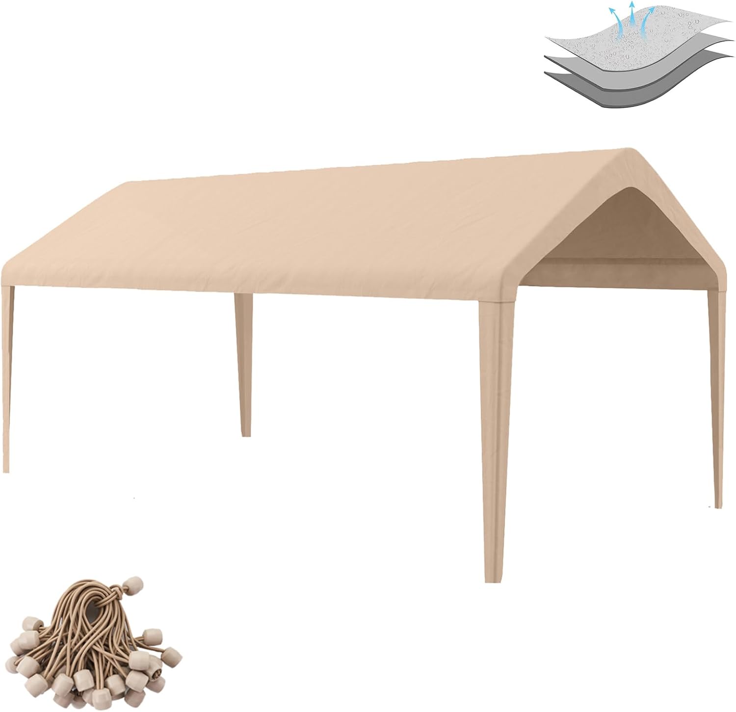 10ftx20ft Carport Replacement Canopy Cover for Tent Top Garage