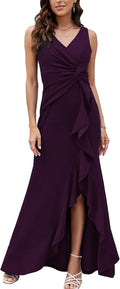 Formal Evening Dresses for Women Elegant Long V Neck Sleeveless Split