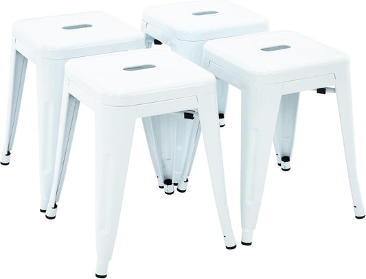 Brage Living 18 Inch Industrial Metal Stools Set of 4 for Dining