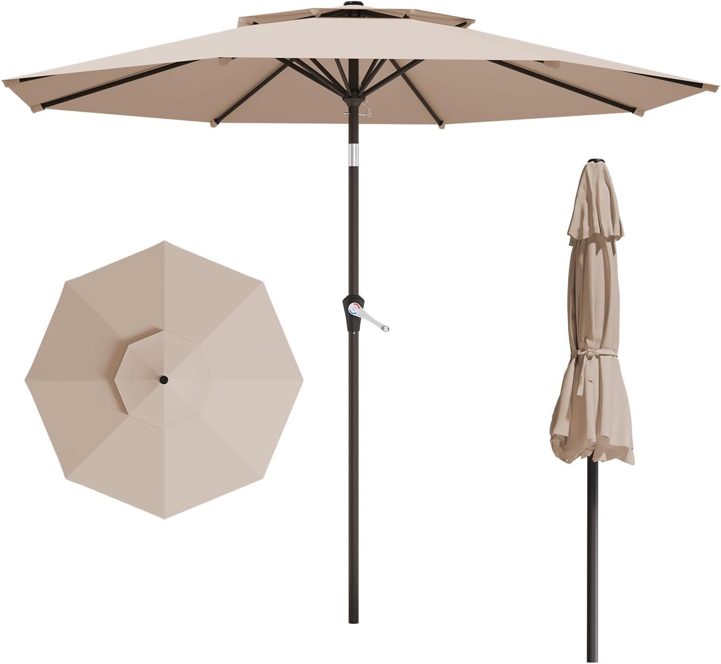 10FT Outdoor Patio Umbrella with Push Button Tilt for Shade