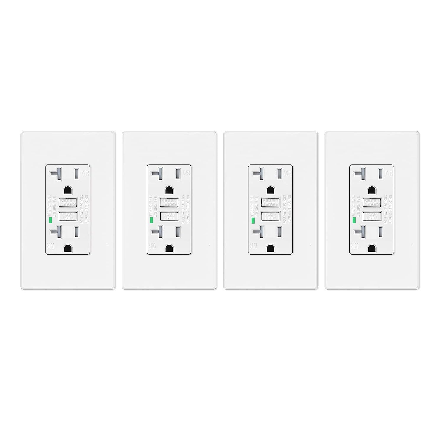 20 Amp GFCI Outlet 4 Pack - Self Test Weather Resistant Safety
