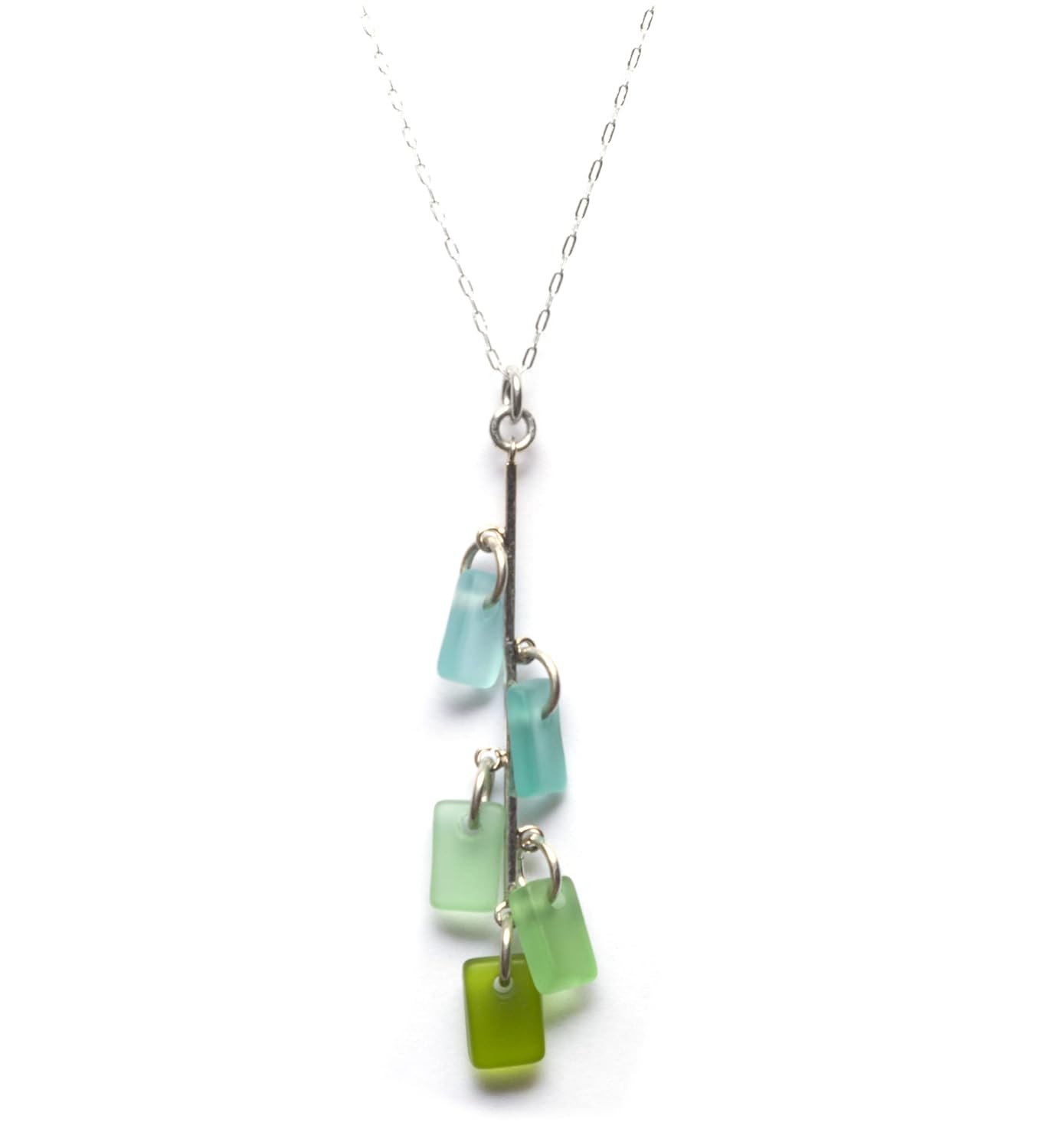 Sea Glass Avalon Pendant with 20in Cable Chain - Handmade Jewelry