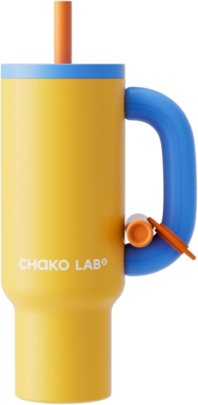 BaWang Insulated Stainless Steel Tumbler with Handle and Straw