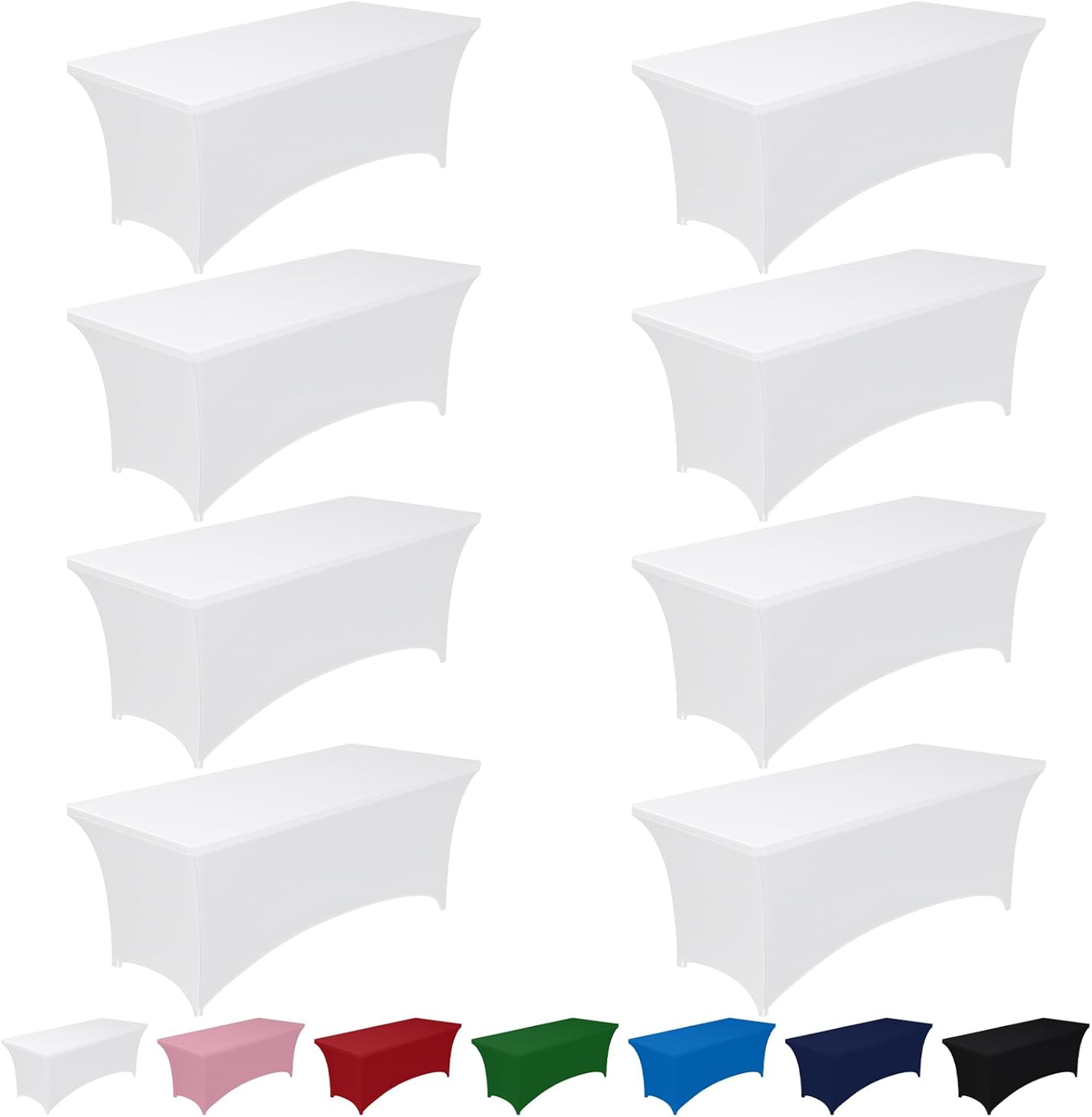 Pureegg Spandex Tablecloths for 6ft Rectangle Tables - 8 Pack