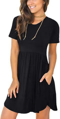LONGYUAN Women's Summer Short Sleeve Casual Dress - Hide