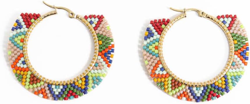 Embera Bead Project Handmade Seed Bead Hoop Earrings for Women