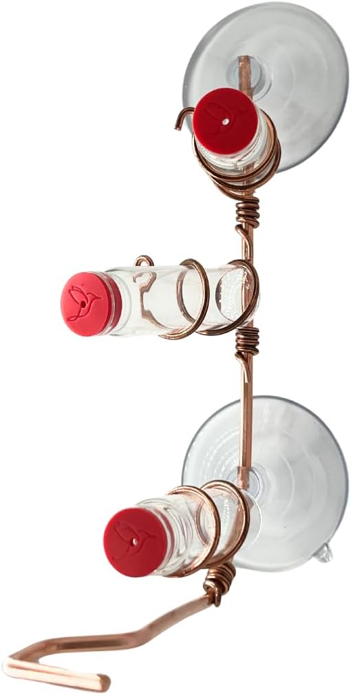 Window Hummingbird Feeder with Copper and Aluminum Design