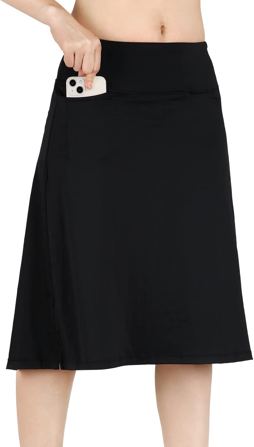 Womens Skorts Modest Knee Length Athletic Midi Running Skirt