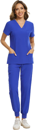 COZYFIT Scrubs for Women Set - Stretch V-Neck Top (Style Q6NT)