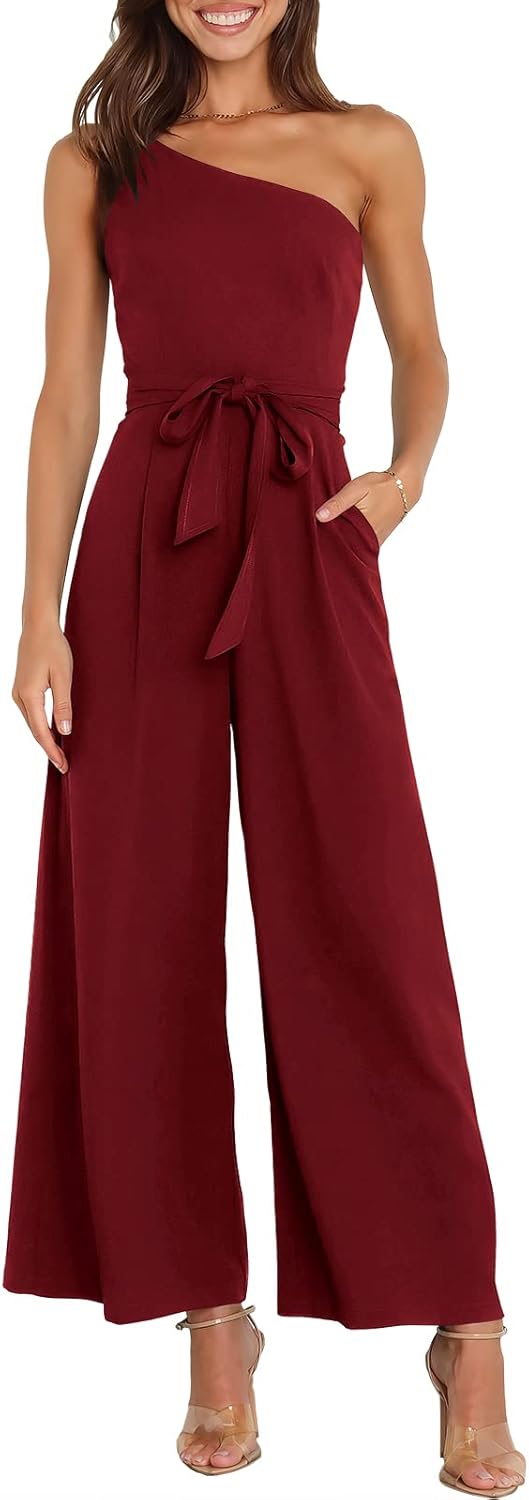 Stylish One Shoulder Sleeveless Jumpsuit for Women - Trendy Look