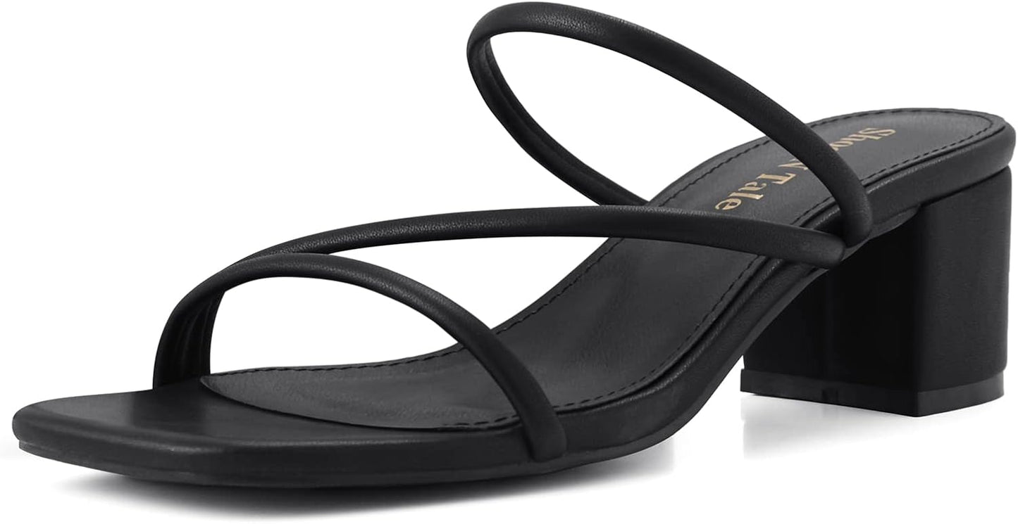 Shoe'N Tale Strappy Heels for Women with Chunky Block Heel