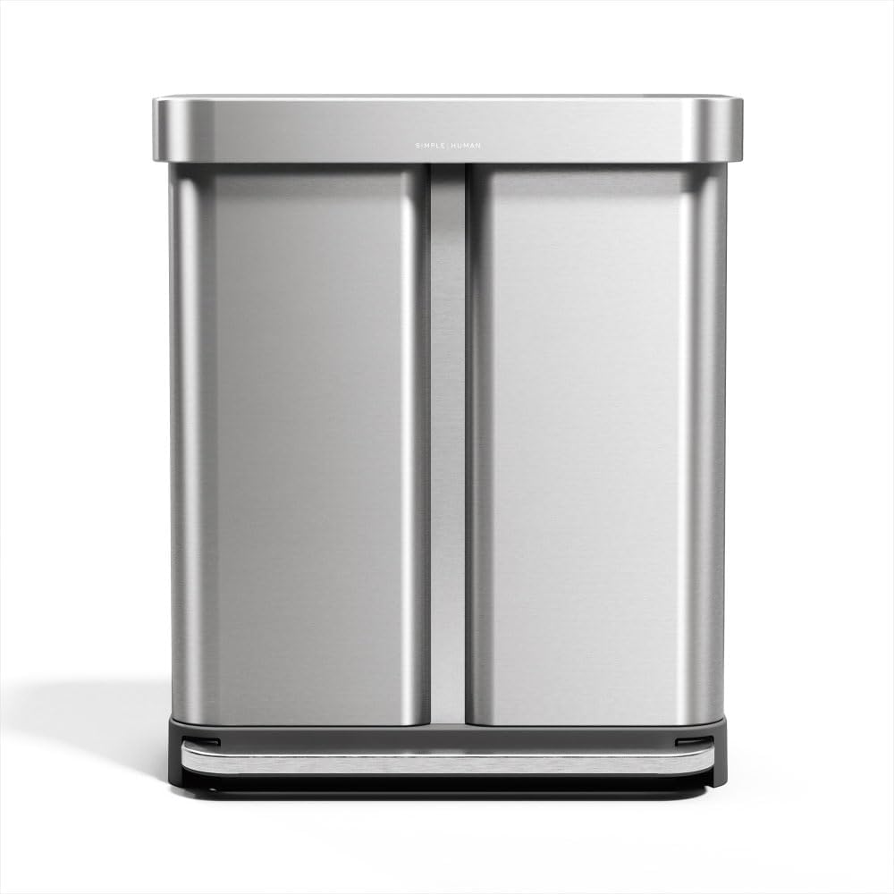 simplehuman 58 Liter Dual Compartment Recycling Step Trash Can