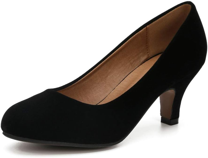 Women's Classic Round Toe Pump Kitten Low Heel Shoes Review