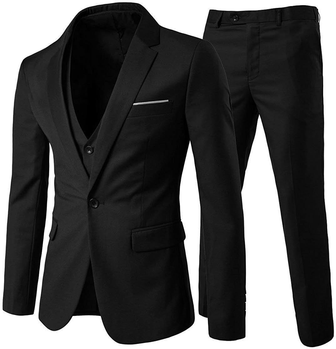 Cloudstyle Mens 3-Piece Suit Slim Fit Formal Jacket Vest Set