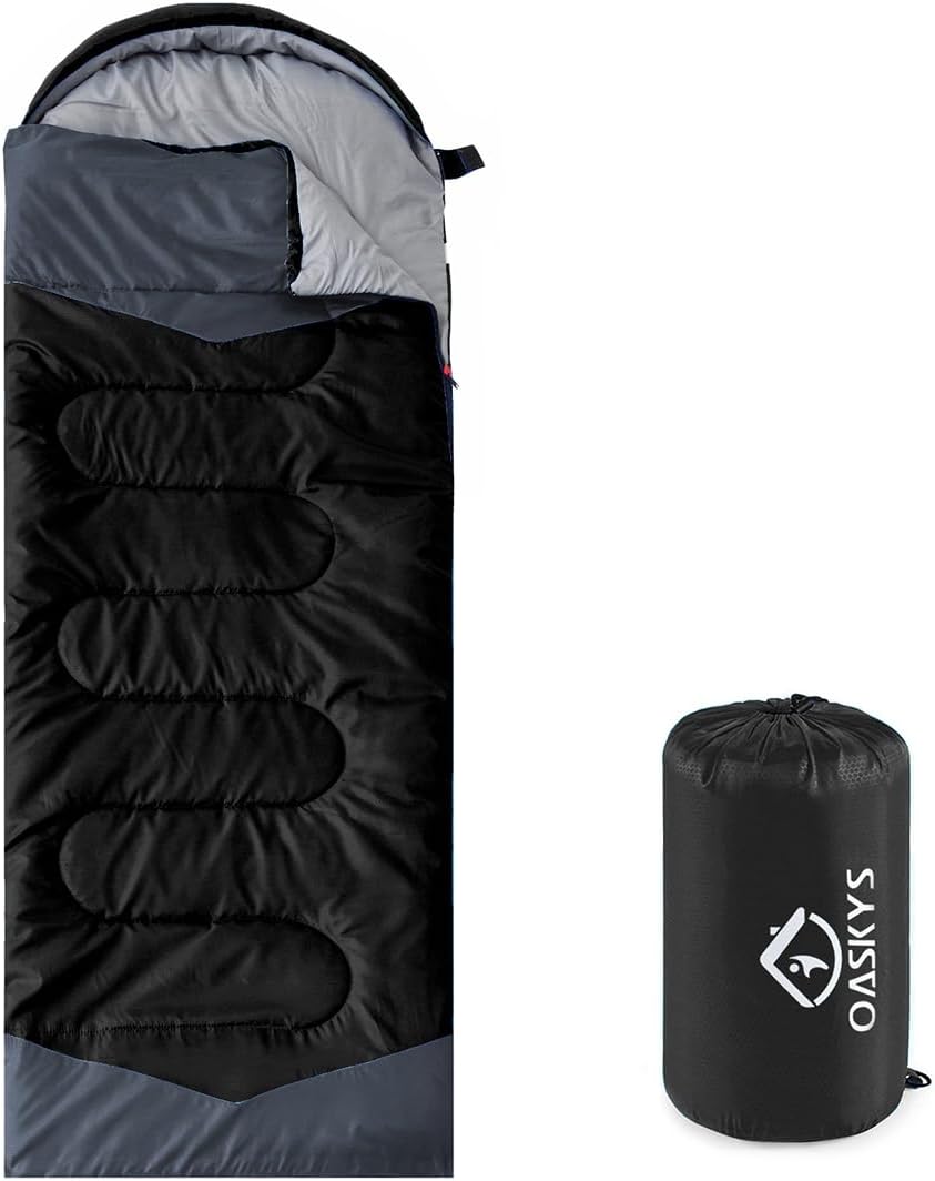 Oaskys Camping Sleeping Bag - 3 Season Warm & Cool Weather