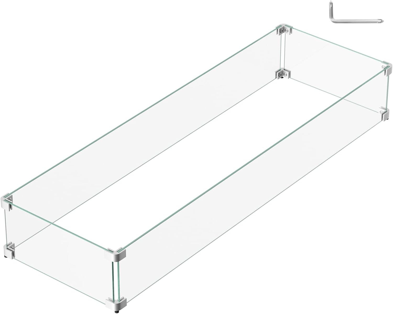 41.5 x 13.5 x 6 Inch Glass Wind Guard for Fire Pit Table