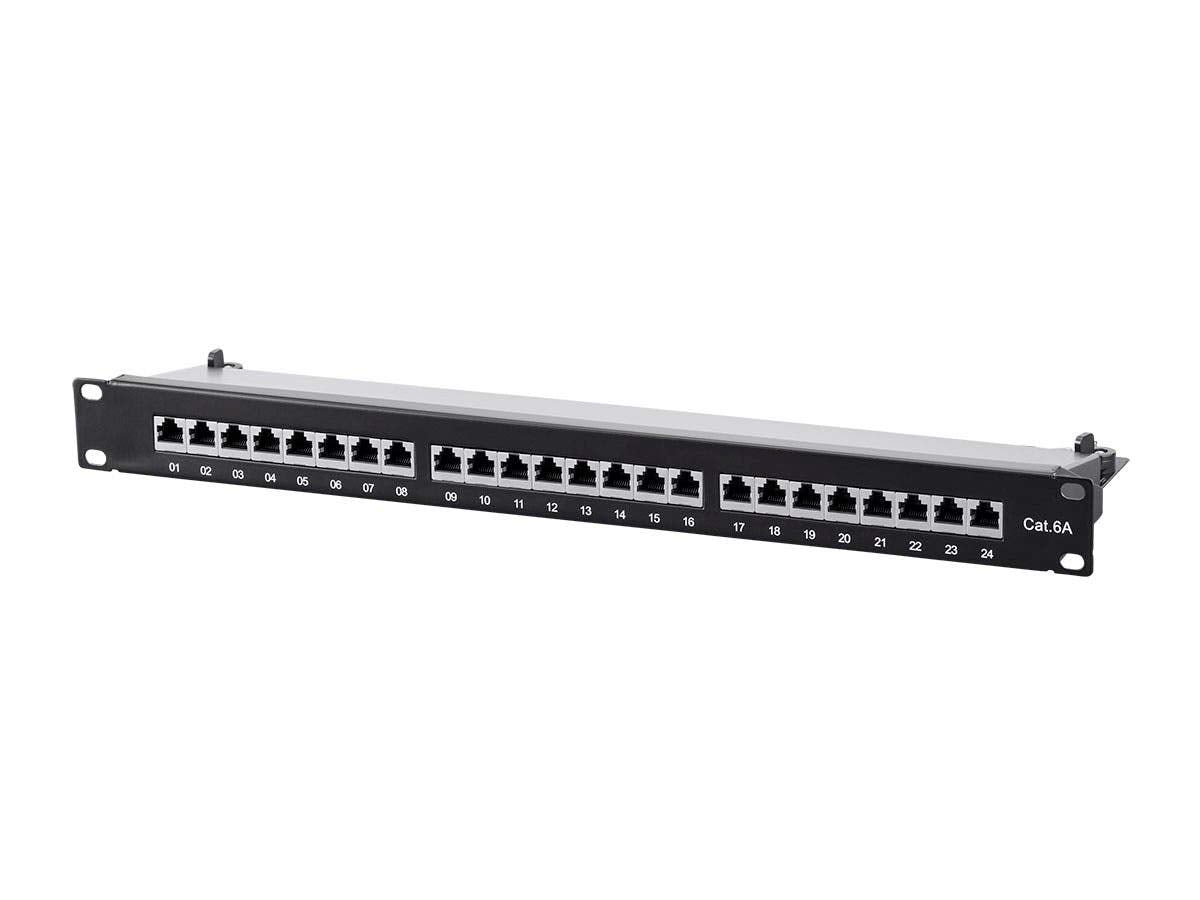 Monoprice Cat6A 1U Patch Panel - 24 RJ45 Ports for Networking