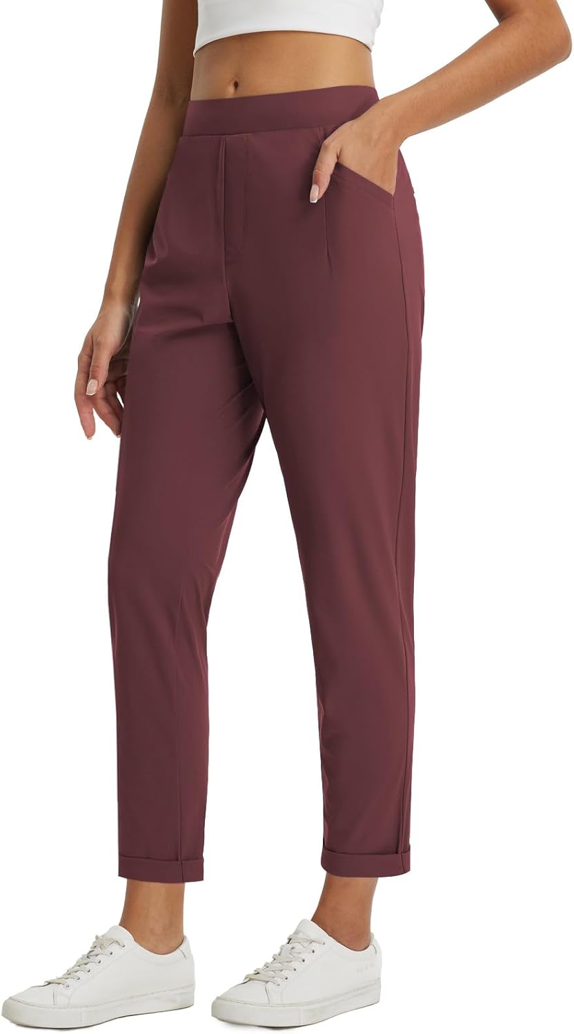 Baleaf Womens Travel Pants with Zipper Pockets for Work