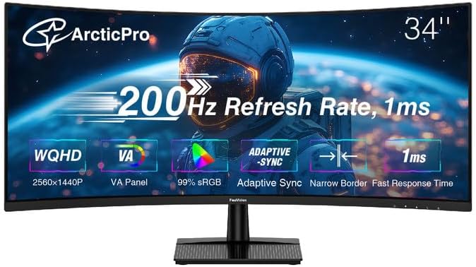 ArcticPro 34inch Curved Gaming Monitor with WQHD 2560x1440