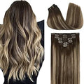 Remy Hair Extensions Clip in Human Hair 22in Balayage Chocolate