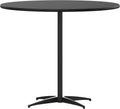 36in Round Wood Cocktail Table with 30in and 42in Columns - Black