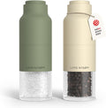 Salt and Pepper Grinder Set Green/Beige - Stainless Steel Manual Mills