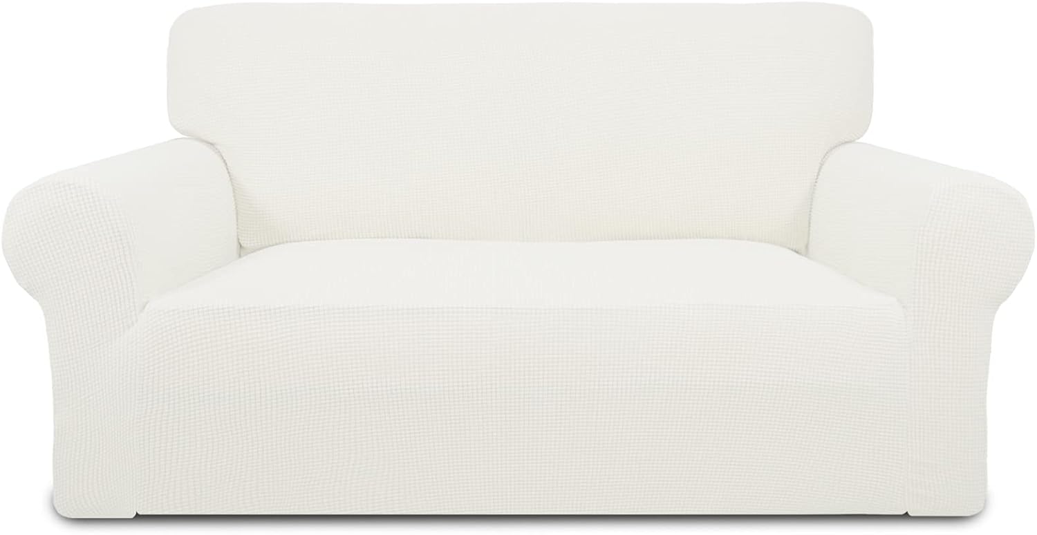 PureFit Stretch Loveseat Sofa Slipcover for Kids, Cream Color