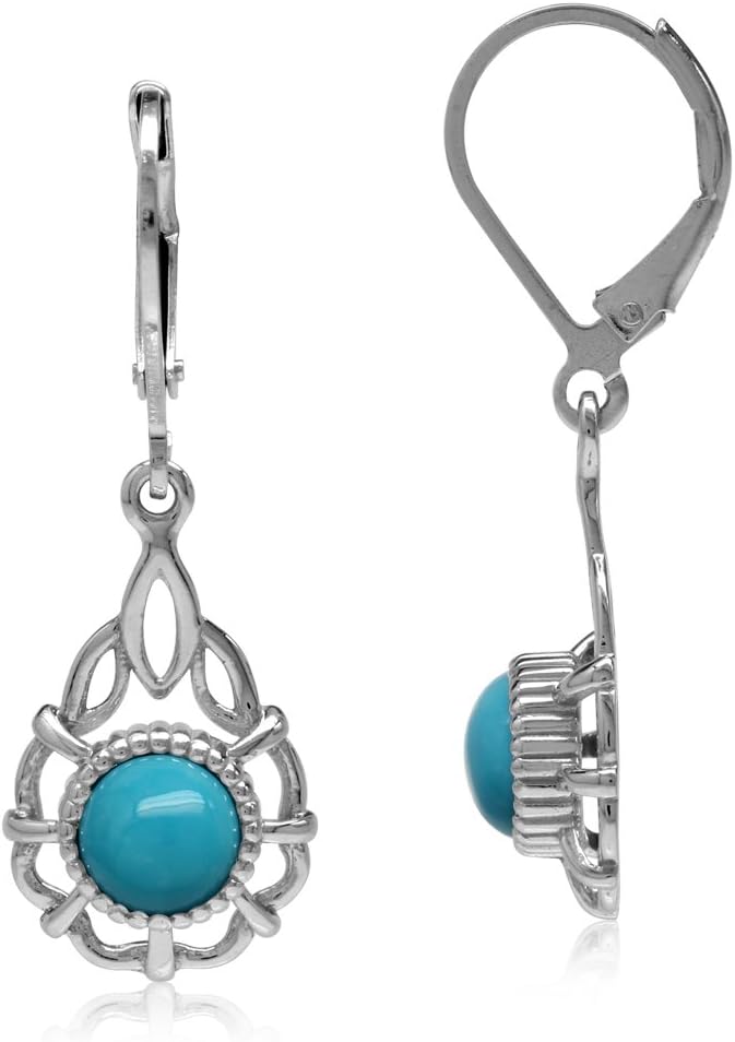 Silvershake 6MM Round Cabochon Gemstone Earrings for Women