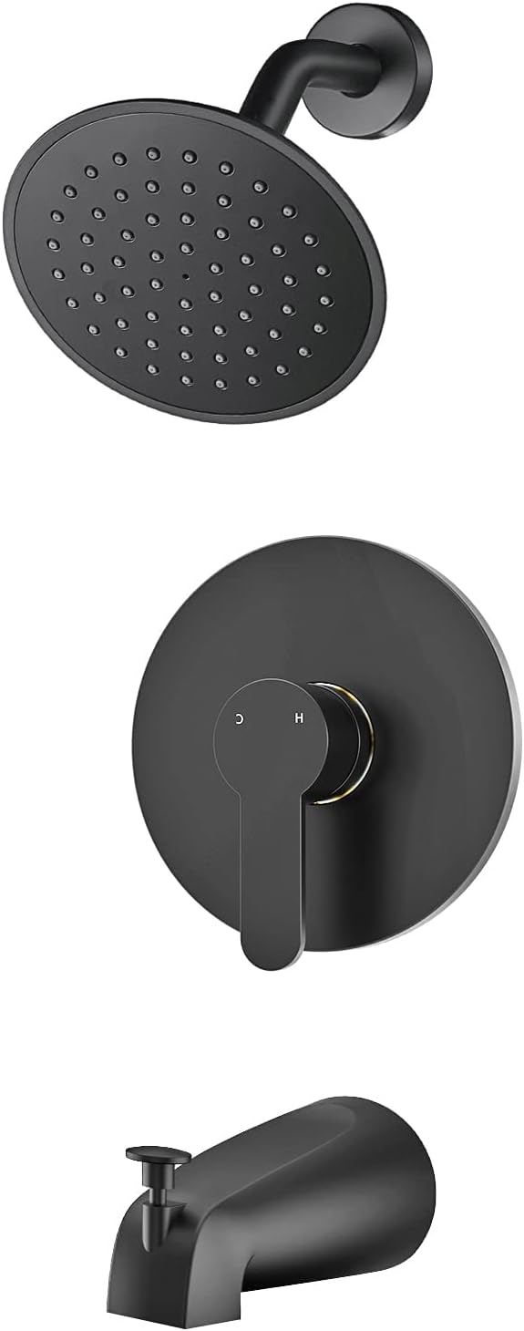 WRISIN Black Shower Faucet Set with High-Pressure Rain Showerhead