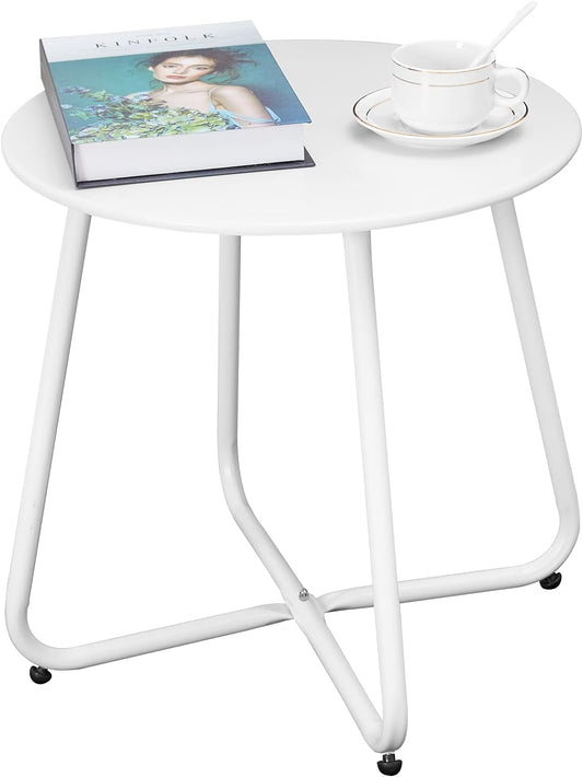Outdoor Table Small Patio Side Table Waterproof Round Metal
