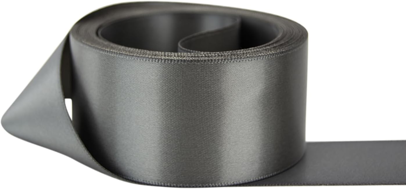 Ribbon Bazaar Double Faced Satin 4 in Pewter for Crafts & More