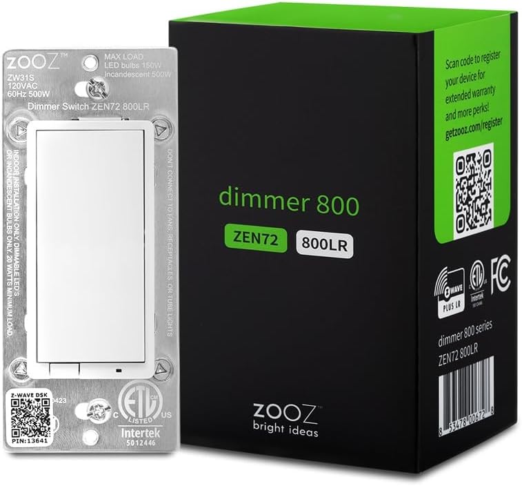 Zooz 800 Series Z-Wave Long Range Dimmer Switch for Smart Homes