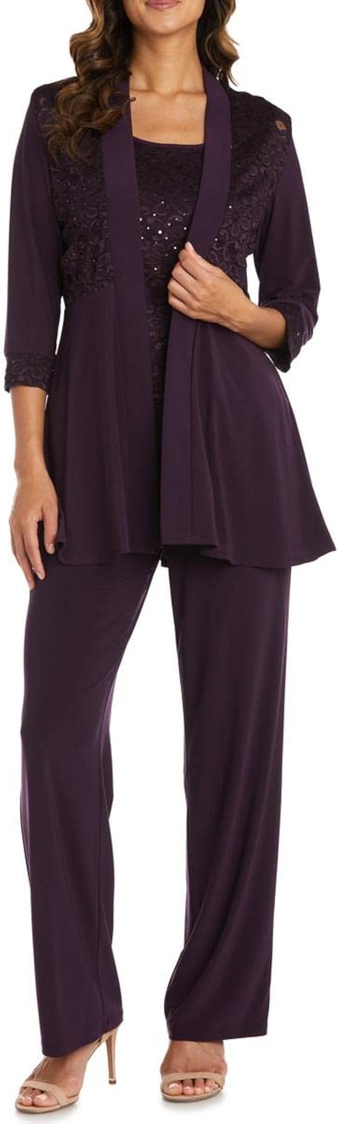 R&M Richards Women's Lace Pant Set for Elegant Occasions