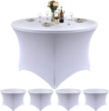 4 Pack White 48-In Diameter x 30-In High Round Spandex Tablecloth