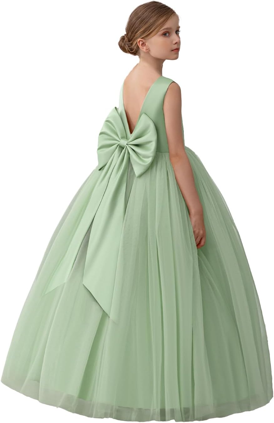 Flower Girl Dress Kids Satin Tulle for Weddings and Parties