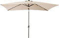 Rectangular Outdoor Patio Market Umbrella with Solar LED Lights - 6.5