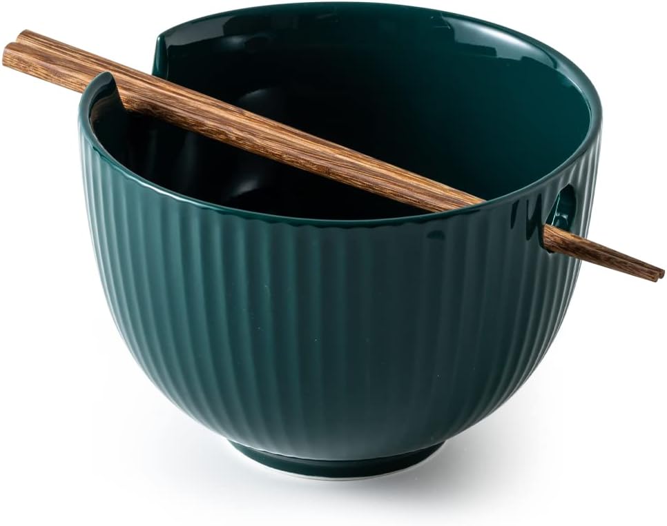 KAMAIDI Ceramic Ramen Bowl Set - Perfect for Asian Noodles!