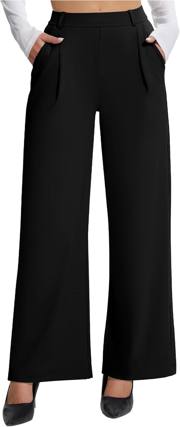 AVAMO Stretchy Work Pants for Women - Elegant Wide Leg Slacks