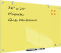 Glass Dry-Erase Board 36 x 24 in Frameless Magnetic Whiteboard - Clean