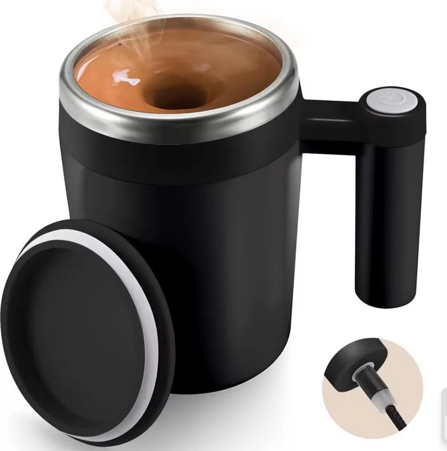 AFRAD Self-Stirring Mug with Lid & Stir Bar - Effortless Mixing