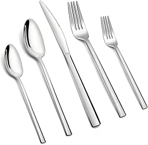 40 Pieces Silver Stainless Steel Silverware Set for 8 Dining