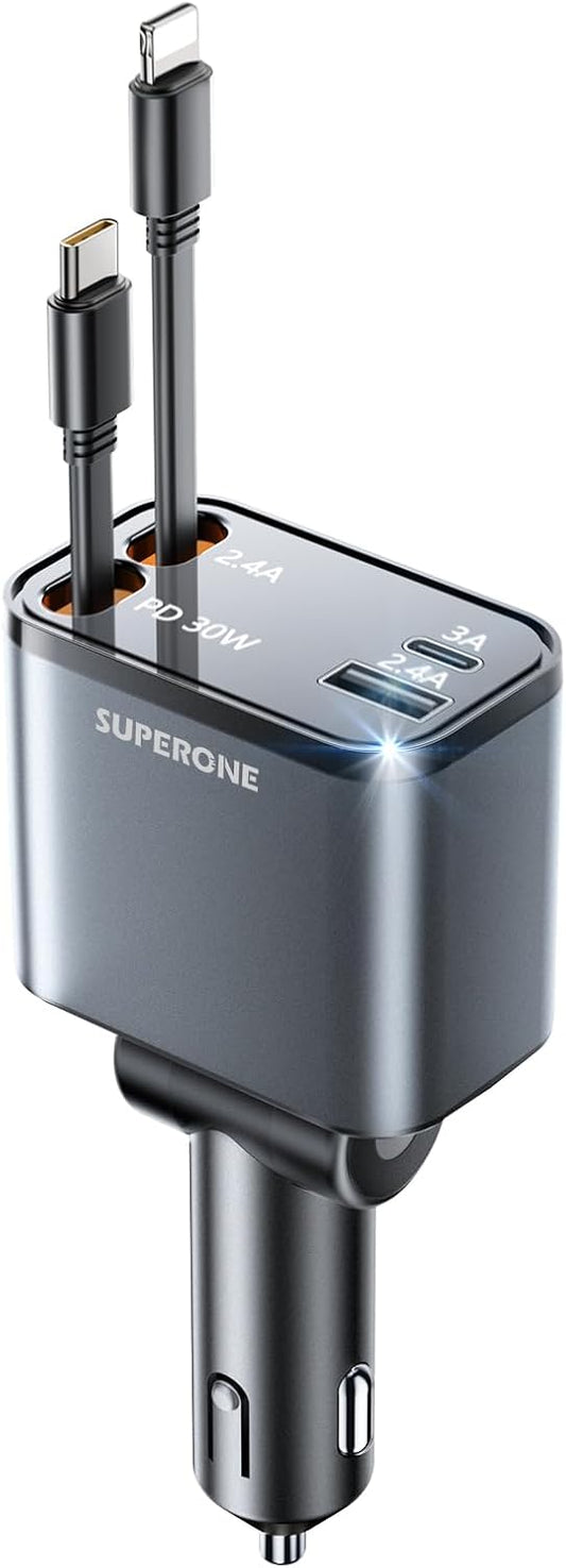 69W Fast Retractable Car Charger for iPhone