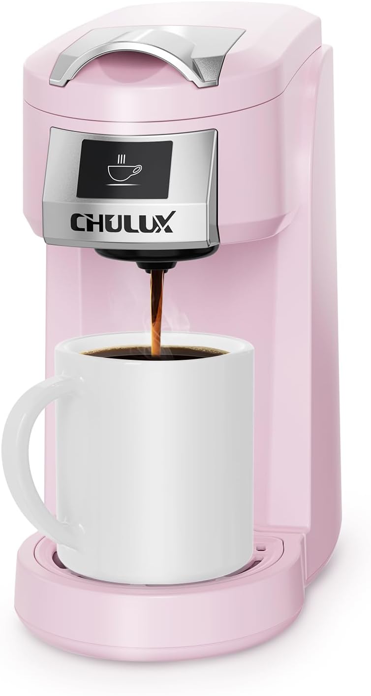 CHULUX Pink Single Serve Coffee Maker - Easy Office & Travel Brew