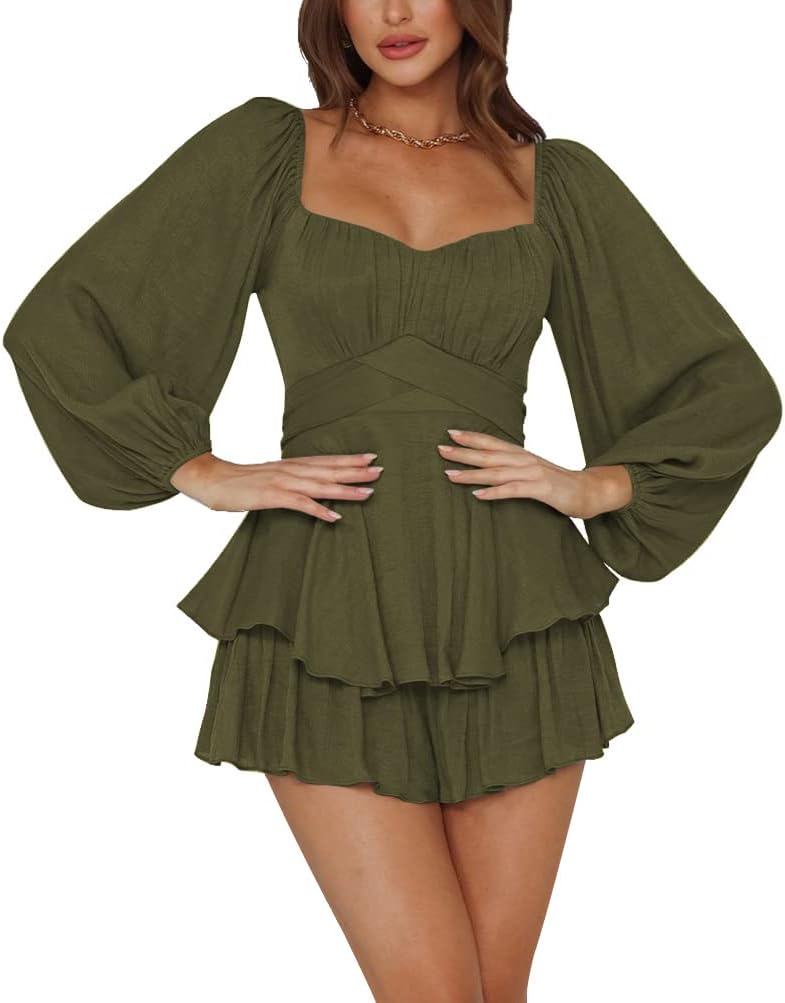 Stylish LYANER Women's Jumpsuit with Ruffle Layer and Tie Waist