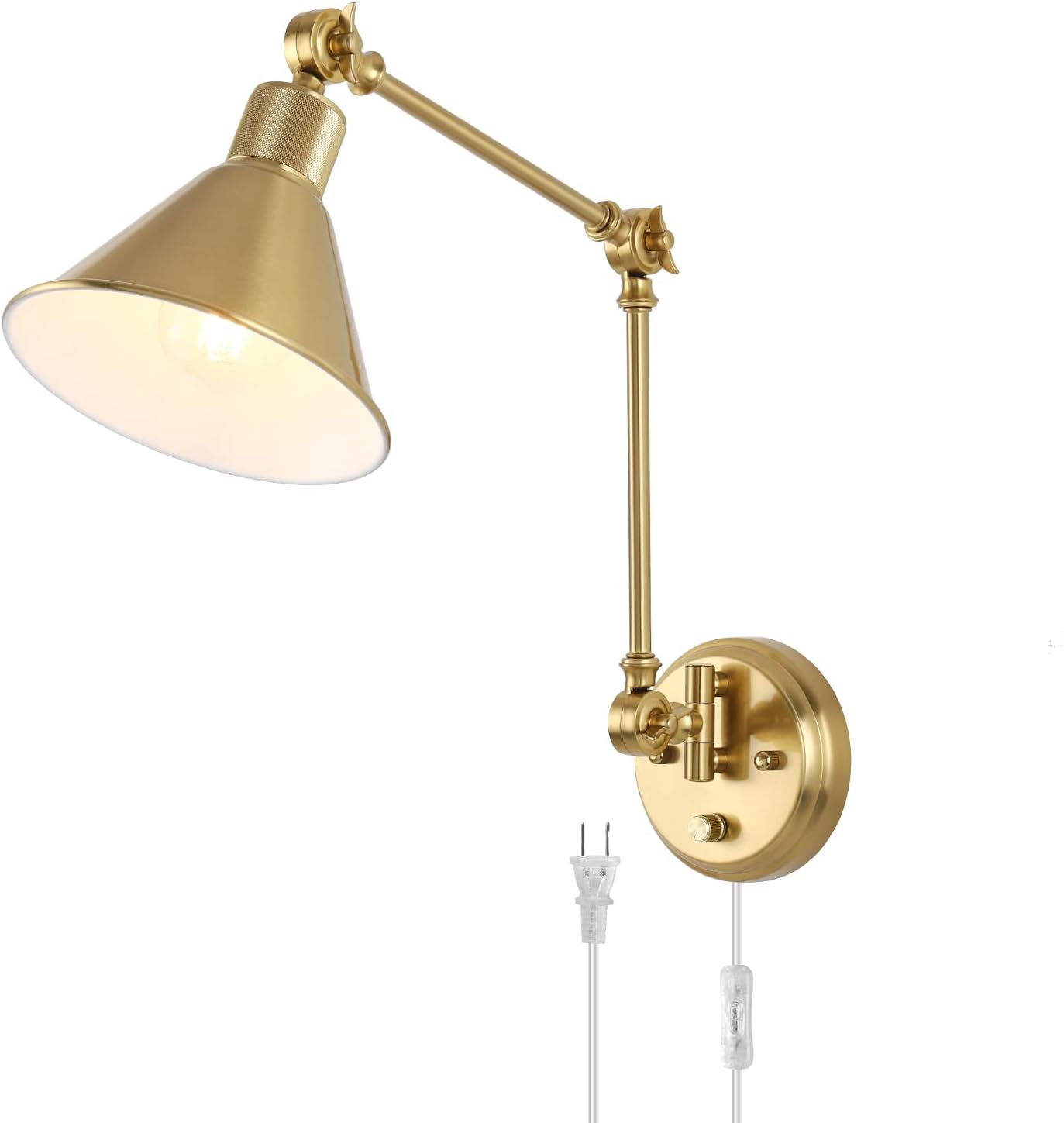 Dimmable Wall Sconce Plug in with Adjustable Swing Arm Design