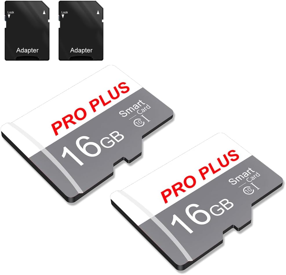 High Speed 2 Pack TF Card 16GB w/Adapter - Boost Your Device Performance!