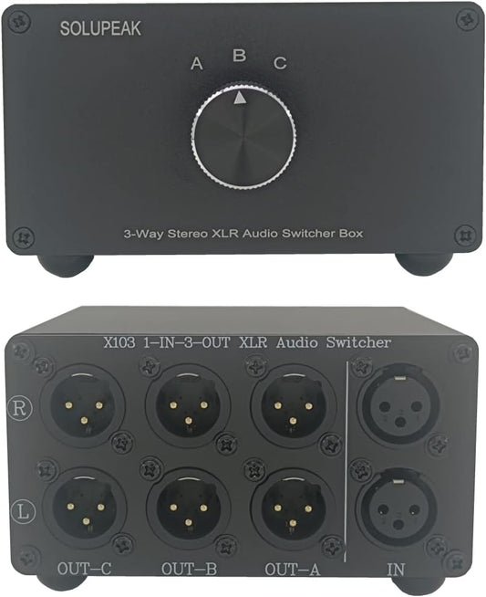 1 in 3 Out XLR Balanced Audio Switch Box for Home Audio Use